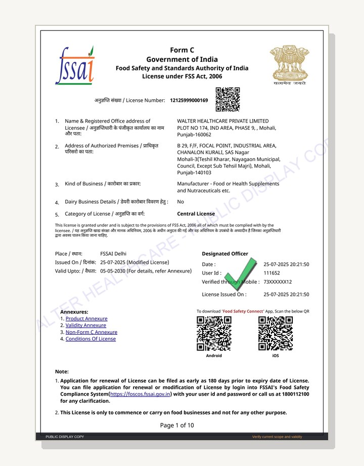 Preview of FSSAI Manufacturing Licence