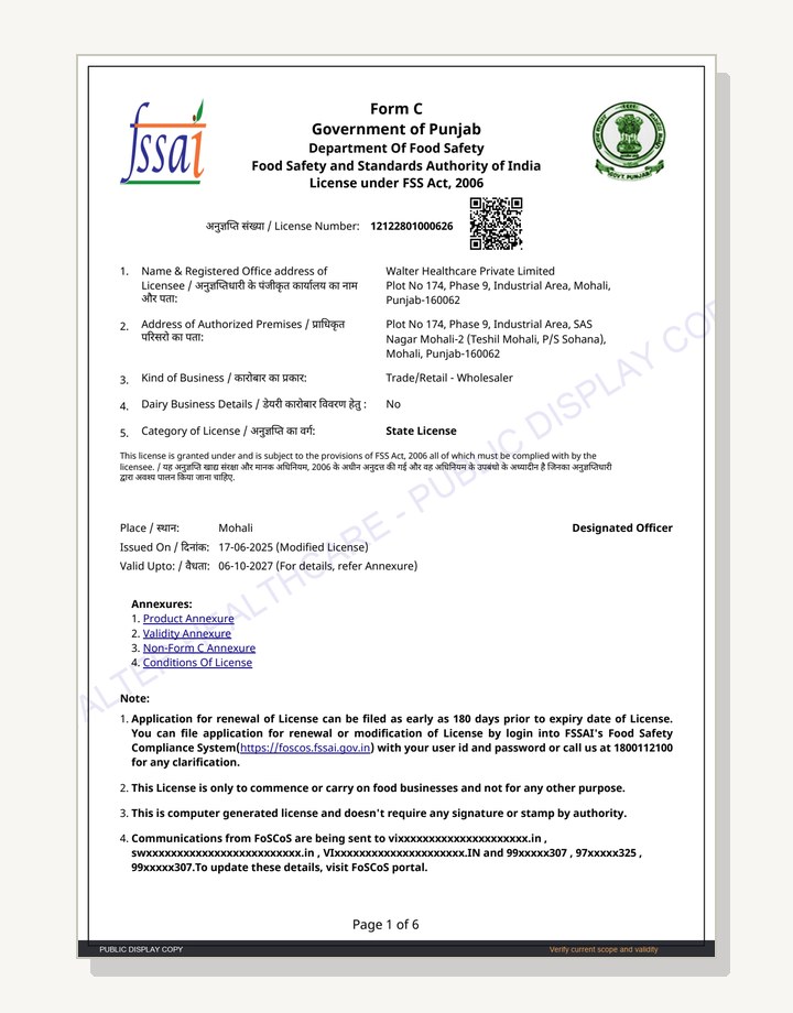 Preview of FSSAI Wholesale Licence